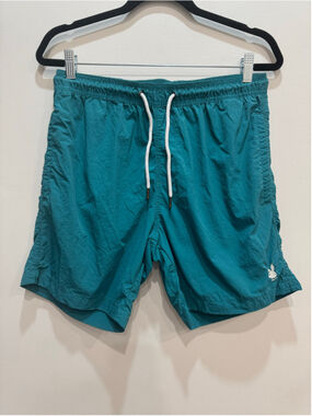 Playboy Teal Green Nylon Swim Trunks Board Shorts Bunny Logo Medium Y2K Retro